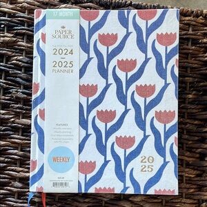 Paper Source 2024-2025 Planner with Red and Blue Tulip Design